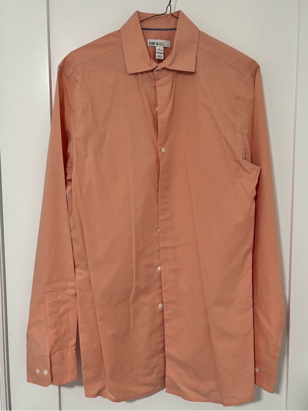 Bar III Men's Peach Long-Sleeve Dress Shirt